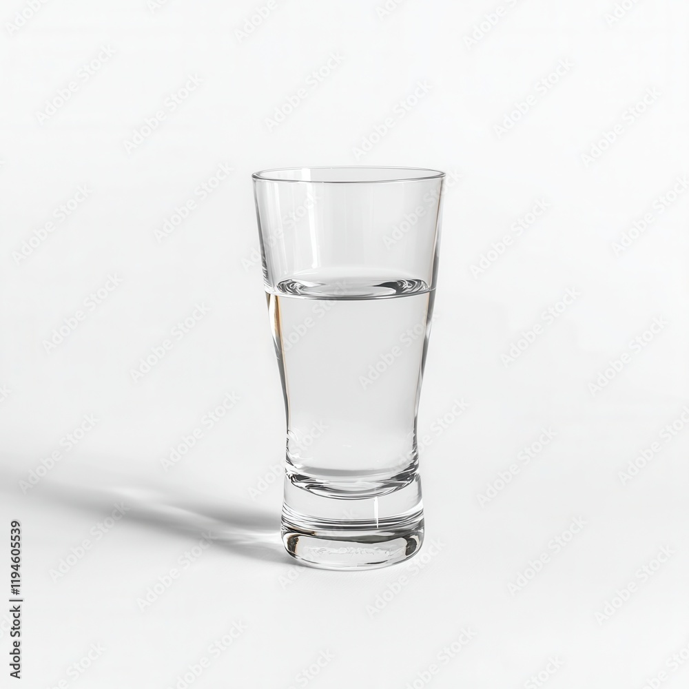Half-full glass water white background studio Half-full glass water white background studio