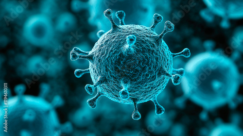 Bacterial infection as a microscopic background as dangerous disease. A medical health risk concept with disease cells.