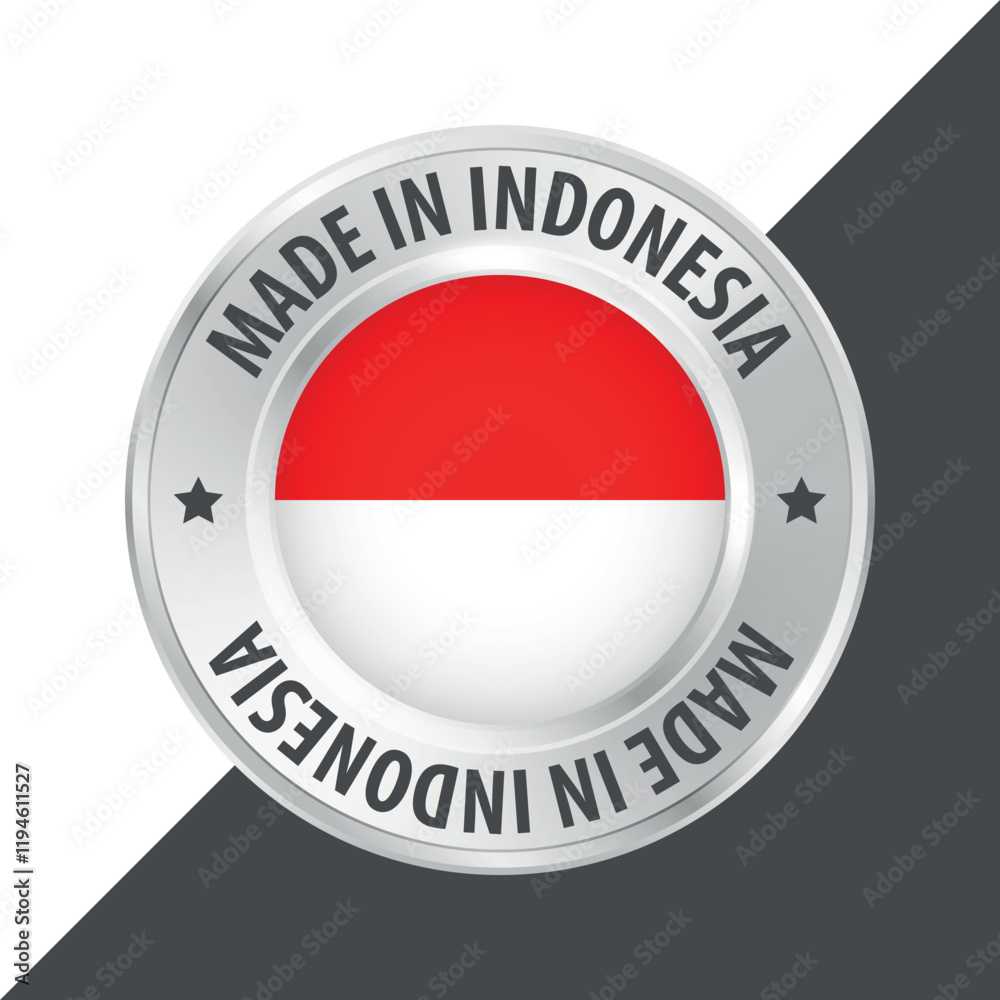 Made in Indonesia badge logo flag sticker 3d vector illustration isolated on white Made in Indonesia badge logo flag sticker 3d vector illustration isolated on white