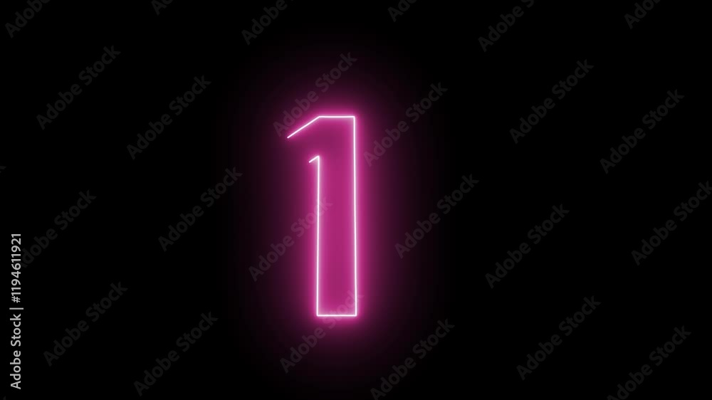 Bright neon glowing number 1, light pink blue color symbol, seamless loop animation on black background 4K stock video Bright neon glowing number 1, light pink blue color symbol, seamless loop animation on black background 4K stock video