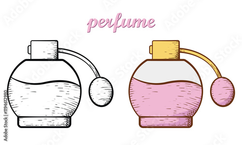 perfume hand drawn engrave style vector art icon