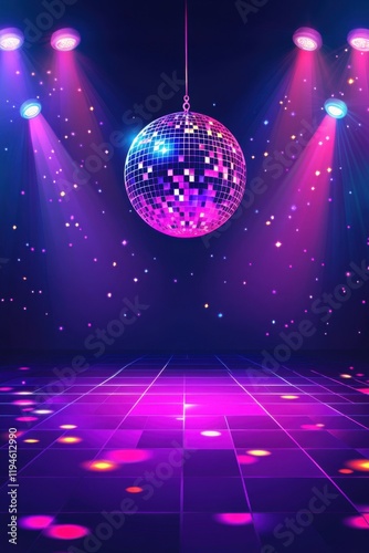 Disco Ball Dance Floor Nightclub Party Retro Vibe 80s