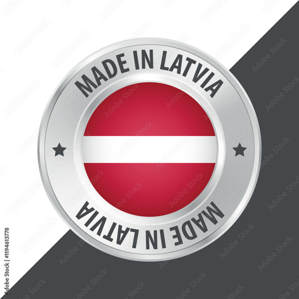 Made in Latvia badge logo flag sticker 3d vector illustration isolated on white Made in Latvia badge logo flag sticker 3d vector illustration isolated on white