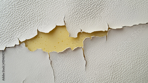 Old leather torn sofa cover. Cracked couch skin texture background.
