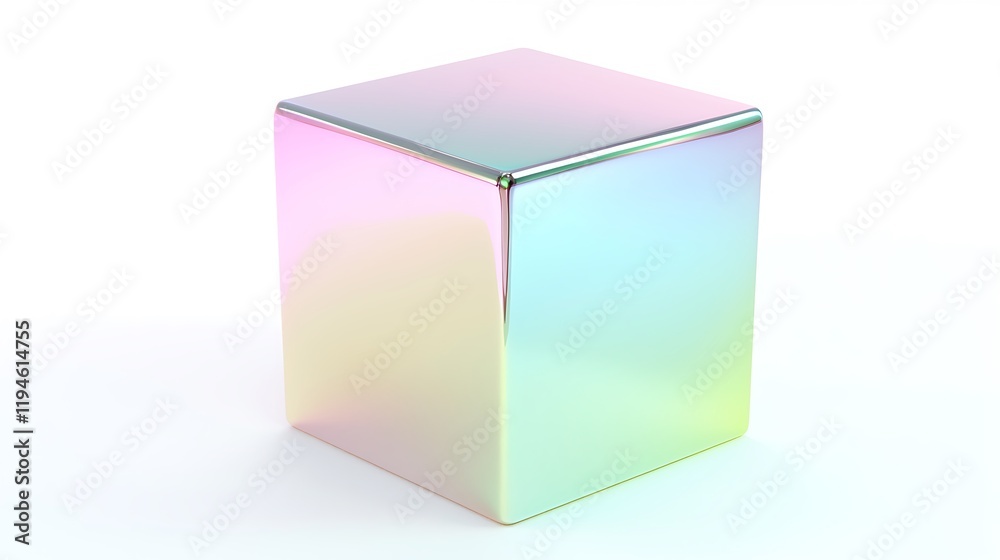 A cube with a metallic surface and a rainbow of colors A cube with a metallic surface and a rainbow of colors