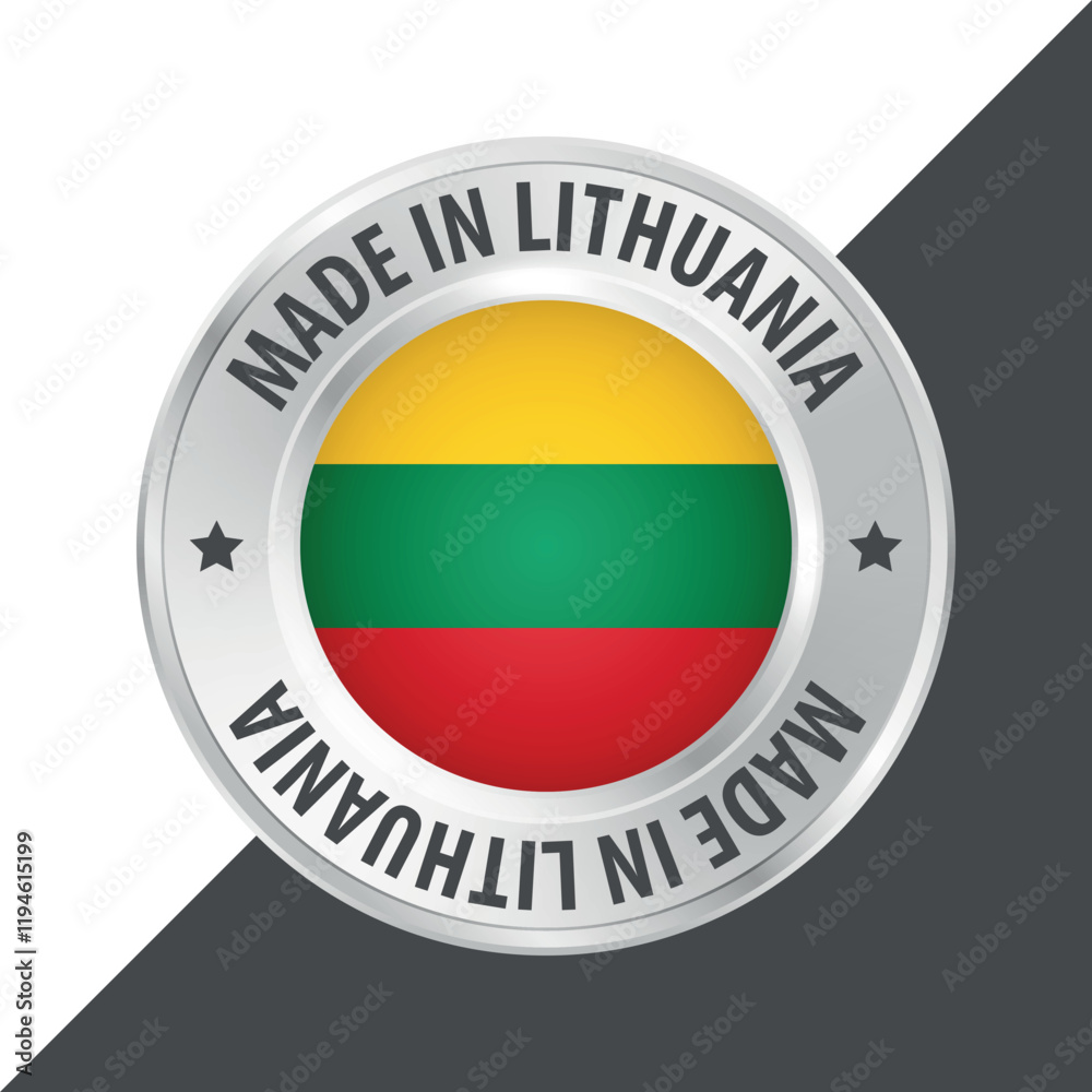 Made in Lithuania badge logo flag sticker 3d vector illustration isolated on white Made in Lithuania badge logo flag sticker 3d vector illustration isolated on white