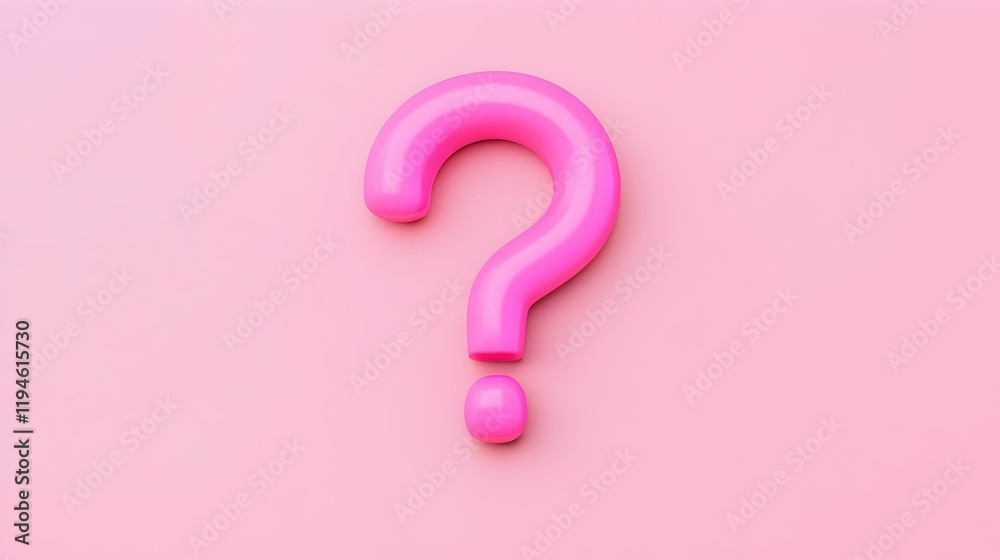 Bold pink question mark at the center, minimalist design, vibrant contrast, engaging visual inquiry, modern abstract art piece Bold pink question mark at the center, minimalist design, vibrant contrast, engaging visual inquiry, modern abstract art piece