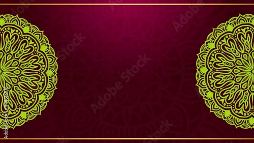 Luxury Background with Gold Mandala Rotating. Elegant Wedding Invitation Card Background with Red Background for Yoga, Wedding, and Ramadan	
