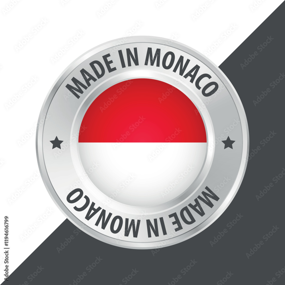 Made in Monaco badge logo flag sticker 3d vector illustration isolated on white Made in Monaco badge logo flag sticker 3d vector illustration isolated on white