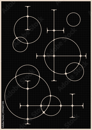 Abstract Drawing, Technical Circuit Style Art. Vector Template for Technical Posters, Covers, Illustrations. 