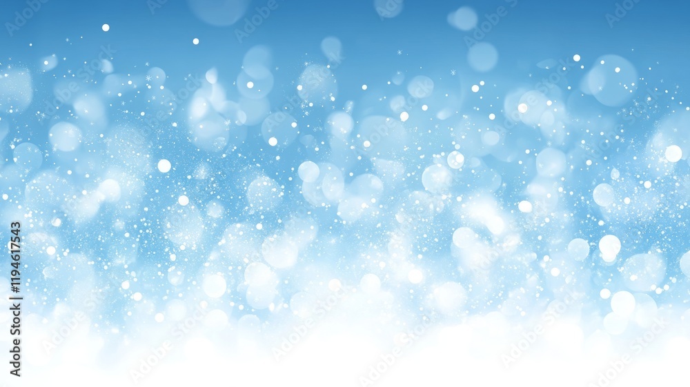 Winter Snow Background: Sparkling Blue and White Holiday Lights Winter Snow Background: Sparkling Blue and White Holiday Lights
