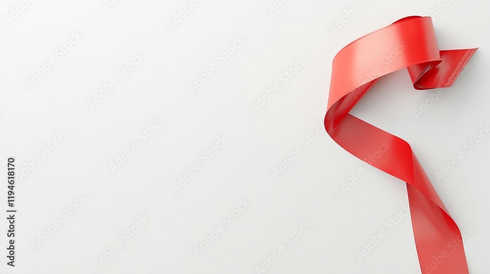 Minimalist red ribbon on white background, symbolizing elegance and simplicity in design. Ideal for festive or decorative themes. Minimalist red ribbon on white background, symbolizing elegance and simplicity in design. Ideal for festive or decorative themes.