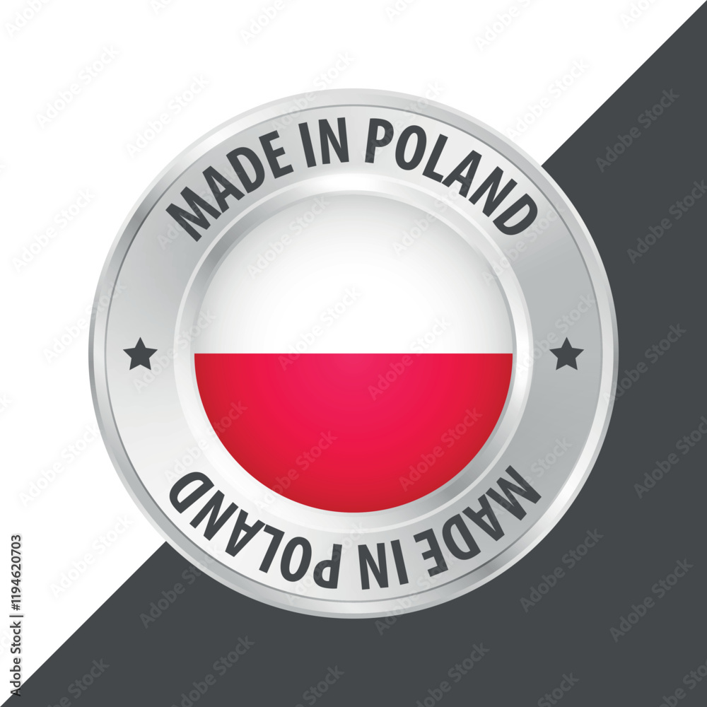 Made in Poland badge logo flag sticker 3d vector illustration isolated on white Made in Poland badge logo flag sticker 3d vector illustration isolated on white