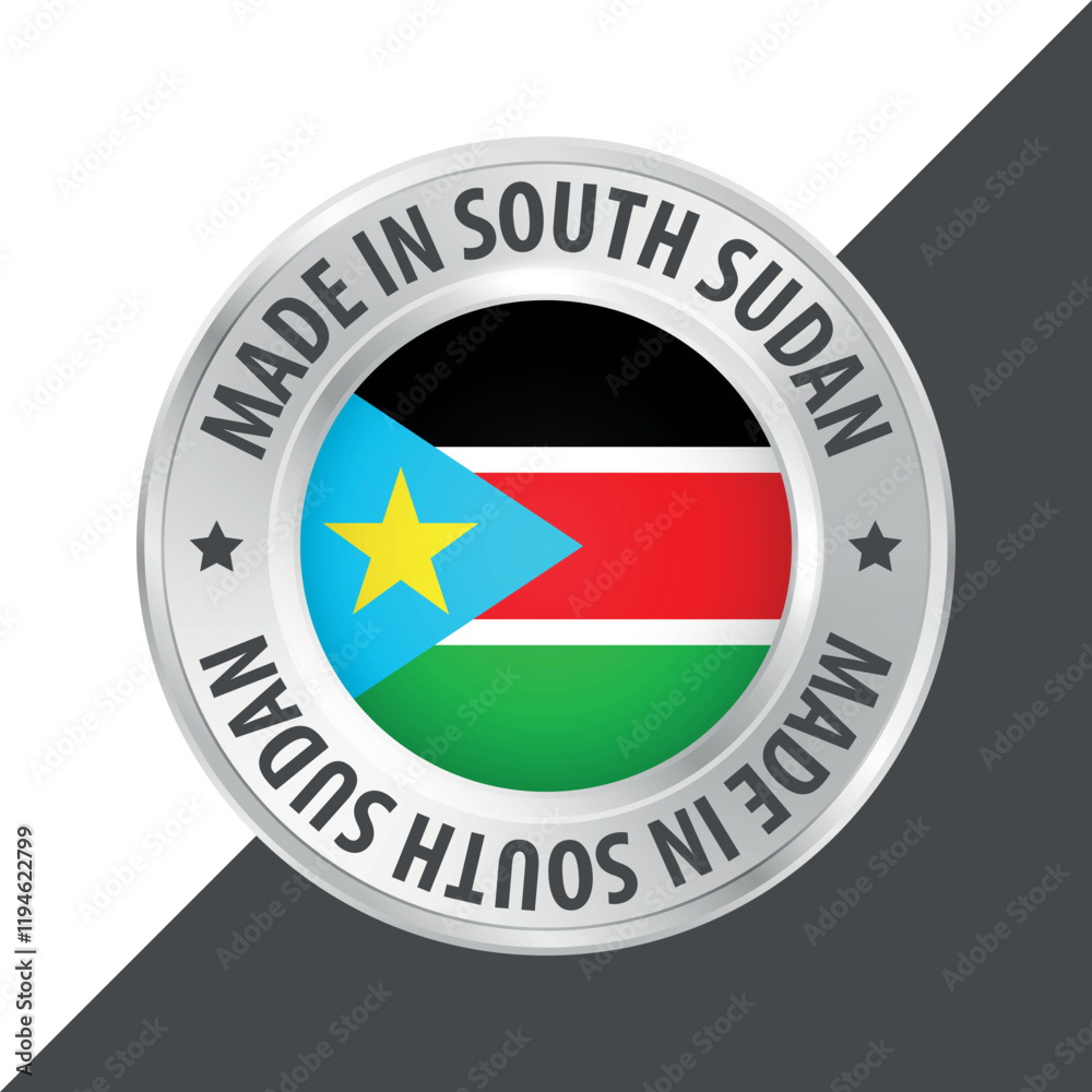 Made in South Sudan badge logo flag sticker 3d vector illustration isolated on white Made in South Sudan badge logo flag sticker 3d vector illustration isolated on white