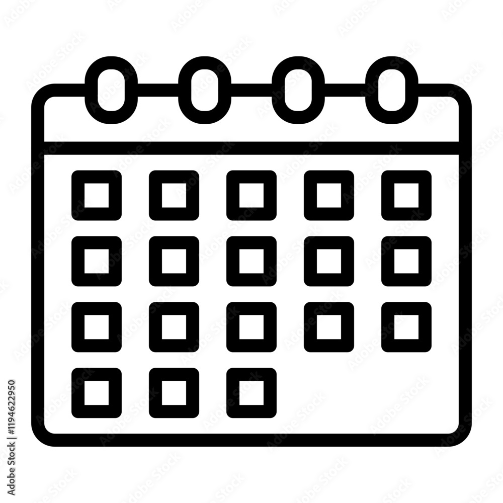 Calendar Vector Line Icon Design Calendar Vector Line Icon Design