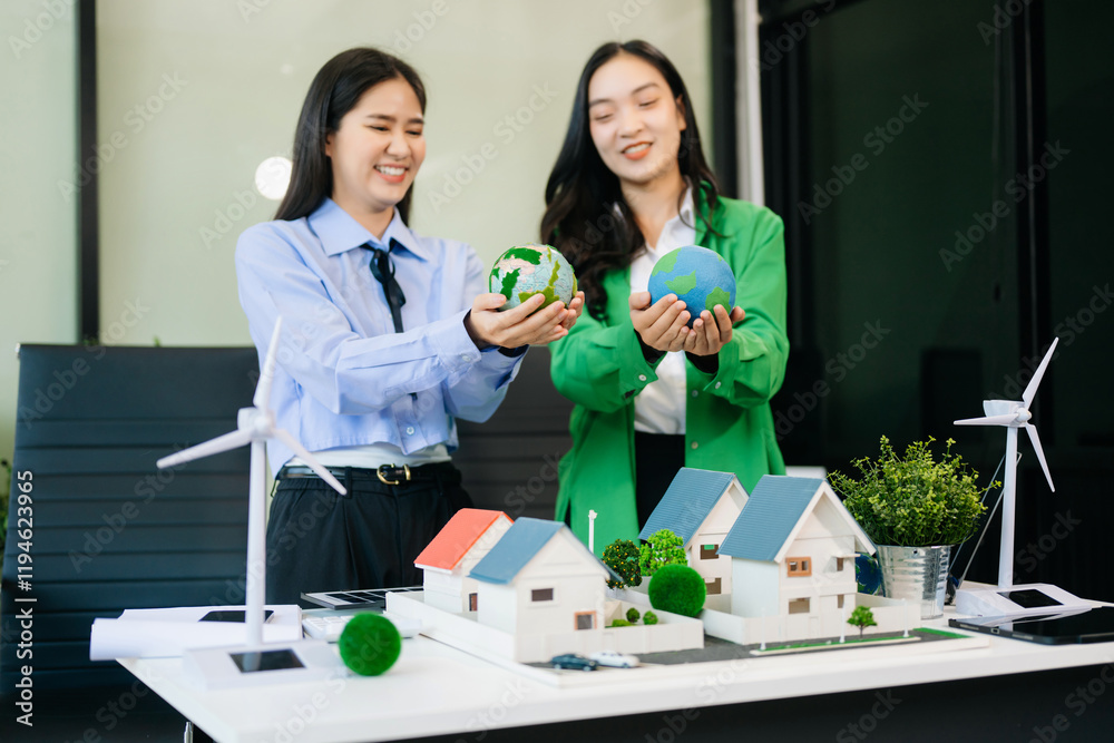 Business team people planning hand using laptop for working technology and business Net zero