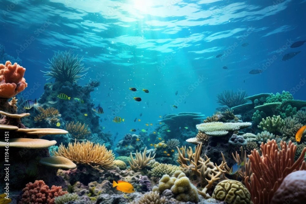Fototapeta premium Coral reefs underwater fish outdoors.