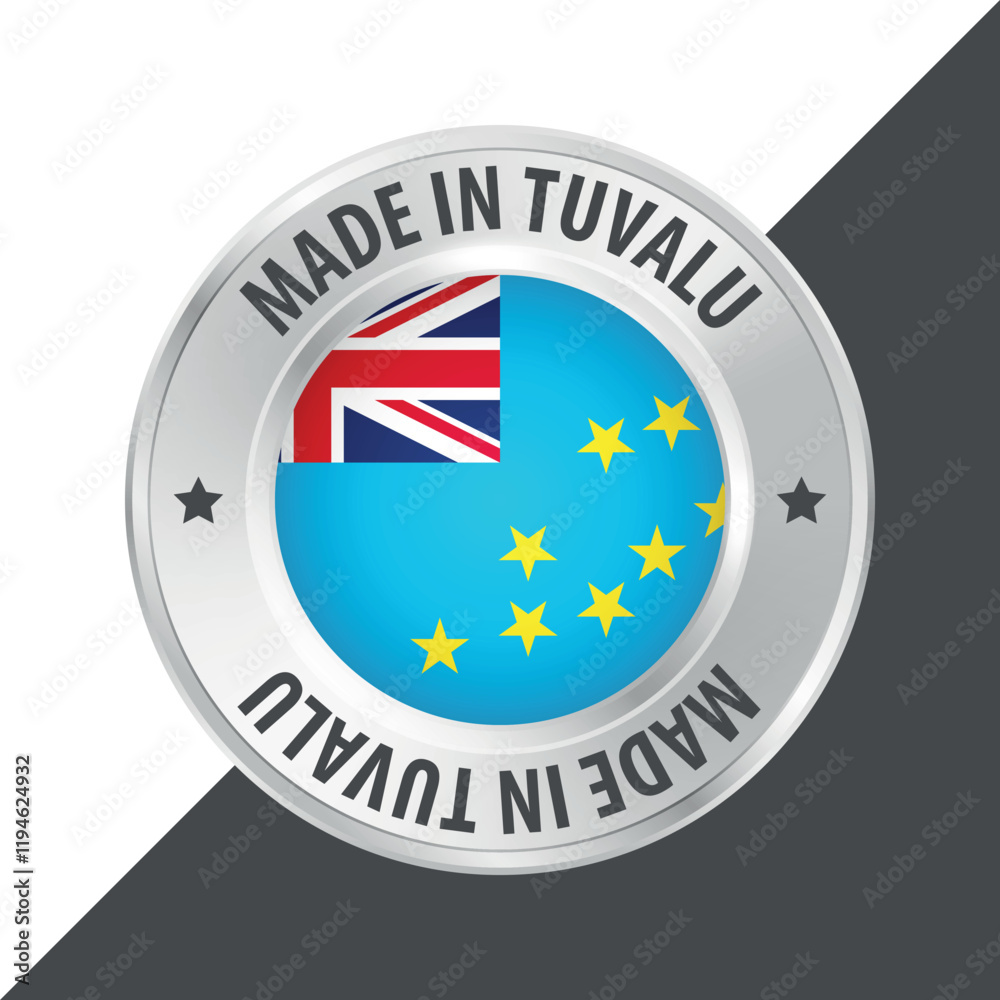 Made in Tuvalu badge logo flag sticker 3d vector illustration isolated on white Made in Tuvalu badge logo flag sticker 3d vector illustration isolated on white