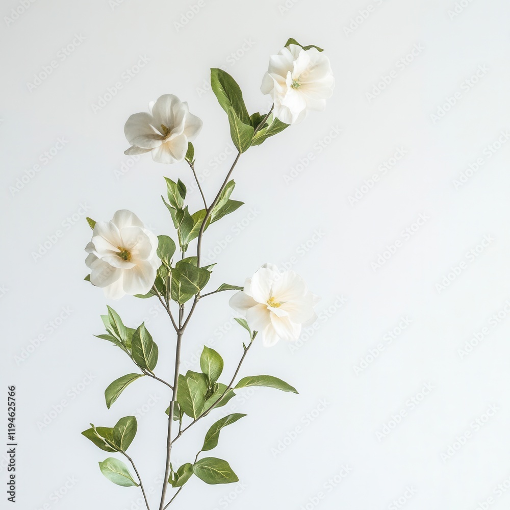 Obraz premium White Gardenia Branch Studio Shot