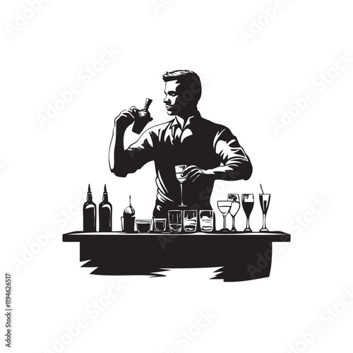 silhouette of a bartender