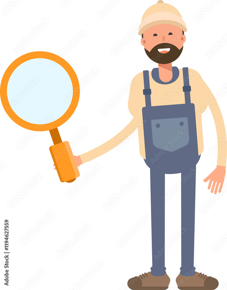 Worker Character Holding Magnifier
Worker Character Holding Magnifier