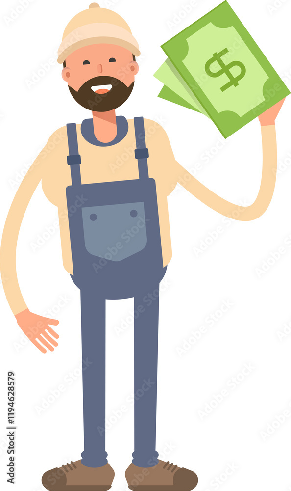 Worker Character Holding Dollar Banknotes
Worker Character Holding Dollar Banknotes