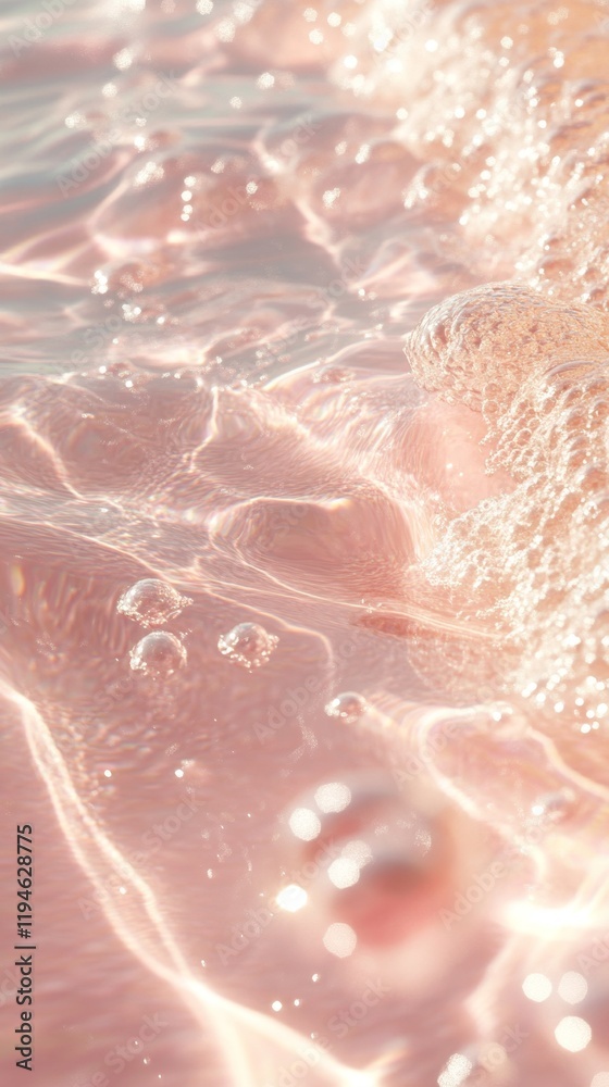Fototapeta premium Soft Rippling Water Surface with Scattered Bubbles in Pink Light