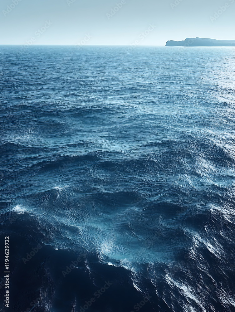 Fototapeta premium Calm ocean waves with distant land.