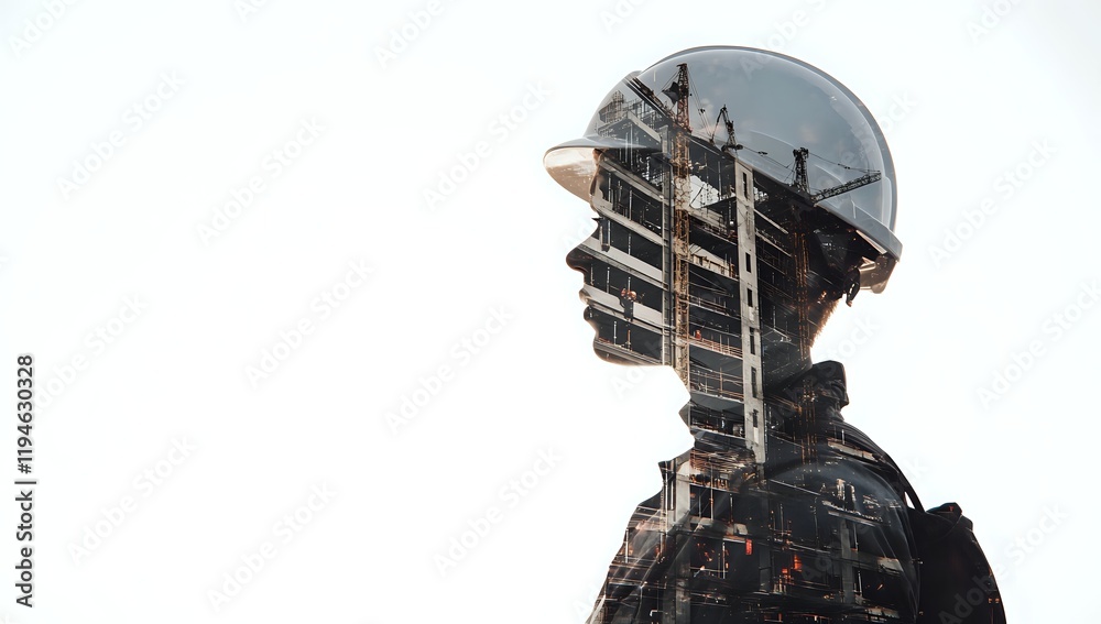 Construction Worker Silhouette: Building a Future, Skyscraper Dreams, Hard Hat Vision Construction Worker Silhouette: Building a Future, Skyscraper Dreams, Hard Hat Vision