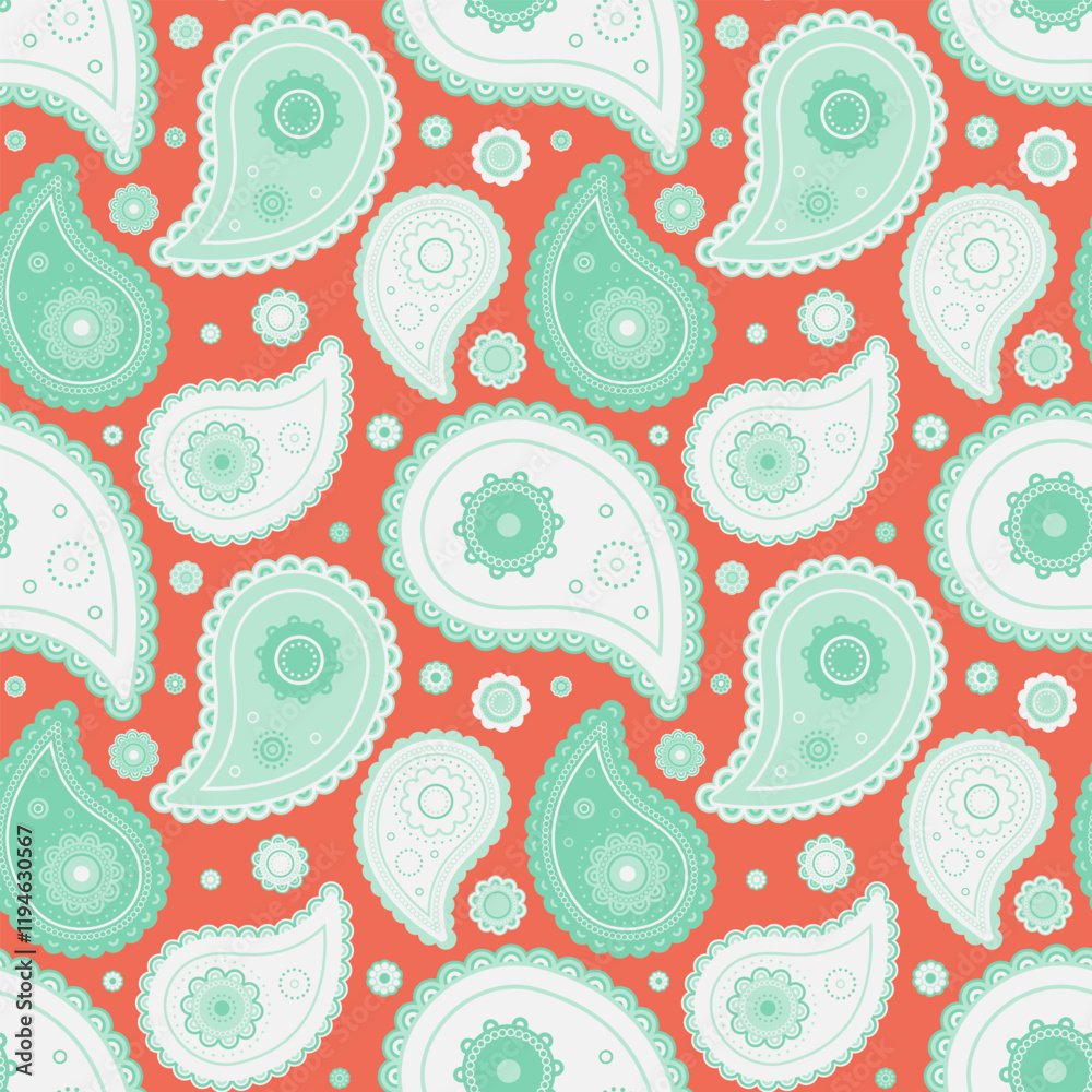 Naklejka premium Medallion floral on meditating ethnic. Romance repetition by paisley seamless. Textured classical trend herb.