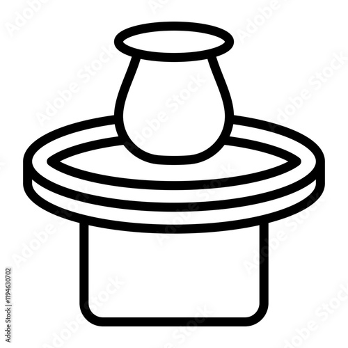 Pottery Wheel Vector Line Icon Design