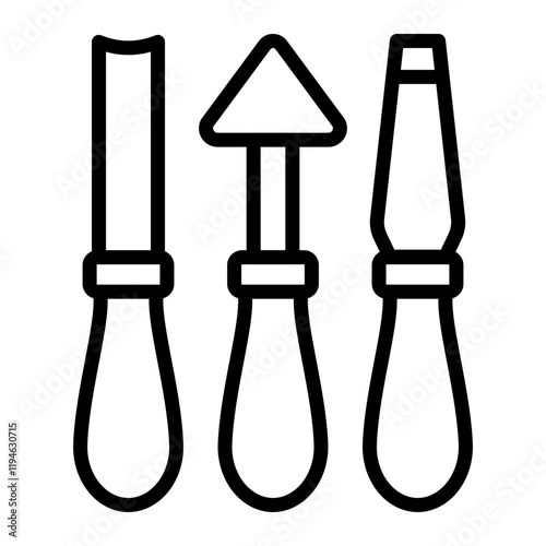 Sculpting Tools Vector Line Icon Design