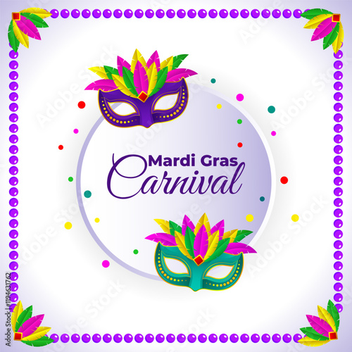 Vector illustration of Mardi Gras social media template