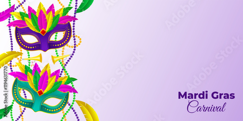 Vector illustration of Mardi Gras social media template
