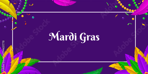 Vector illustration of Mardi Gras social media template