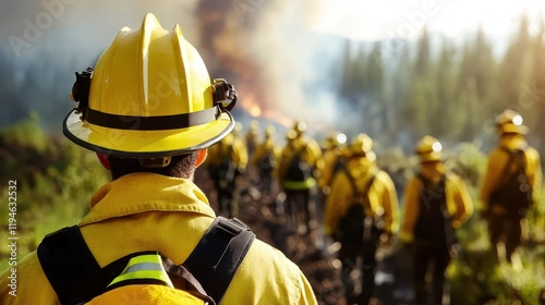 Forest Firefighters in Action During Blaze
