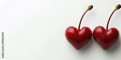 Red cherries as hearts photo