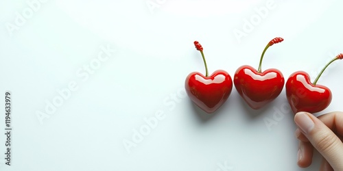 Red cherries as hearts photo