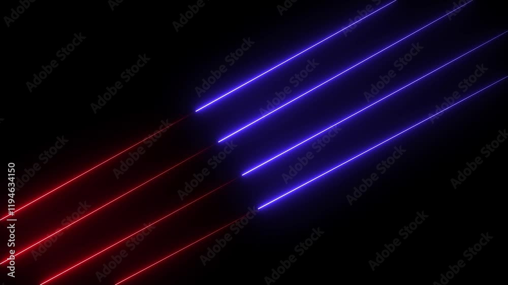abstract neon red technology motion background glowing laser beams, Abstract neon Lines moving up screen saver. Glowing neon digital stripes line animation neon light line technology motion background