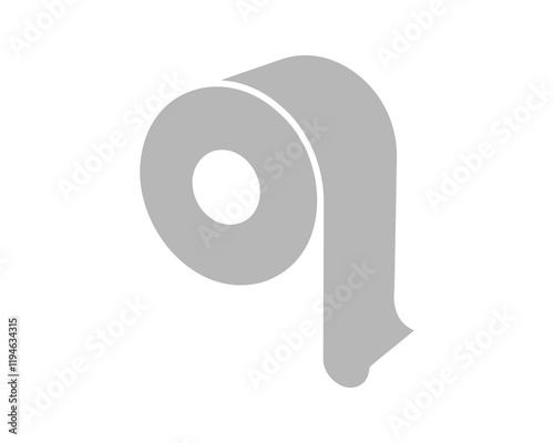 Simple, minimalist grey icon of a roll of toilet paper. Perfect for websites, apps, or presentations needing a clean, modern aesthetic. Ideal for hygiene, bathroom, or cleaningrelated projects. photo