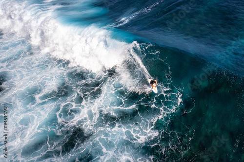 Canvas Print High angle view of people surfing in Bali, Indonesia