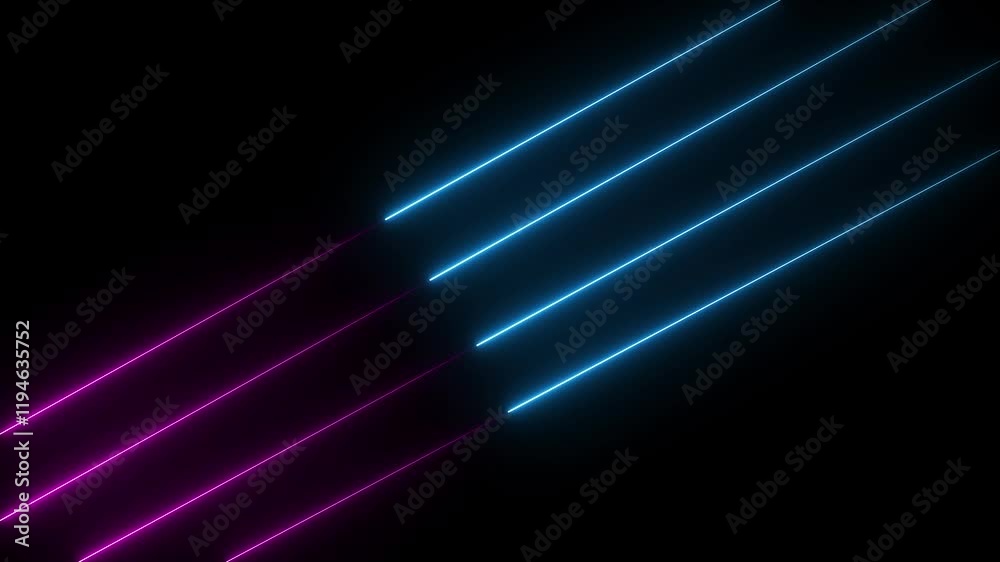 abstract neon red technology motion background glowing laser beams, Abstract neon Lines moving up screen saver. Glowing neon digital stripes line animation neon light line technology motion background