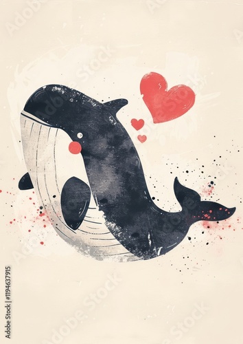 Whale and heart animal mammal underwater. photo