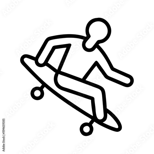 cruising on a longboard icon, cruising on a longboard line art - simple line art of cruising on a longboard, perfect for cruising on a longboard logos and icons and themed design 