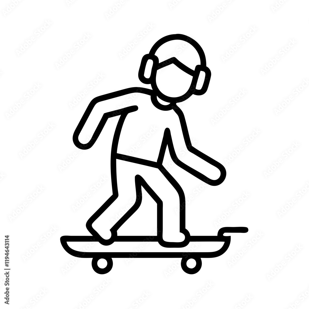 Obraz premium skater with headphones icon, skater with headphones line art - simple line art of skater with headphones, perfect for skater with headphones logos and icons and themed design 