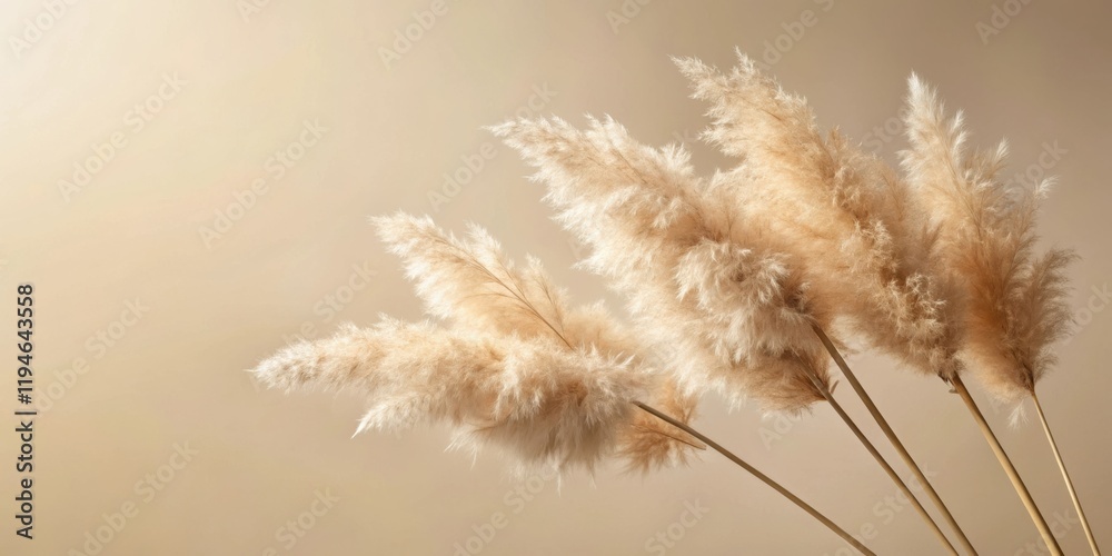 Elegant beige pampas grass stems against a muted background Elegant beige pampas grass stems against a muted background
