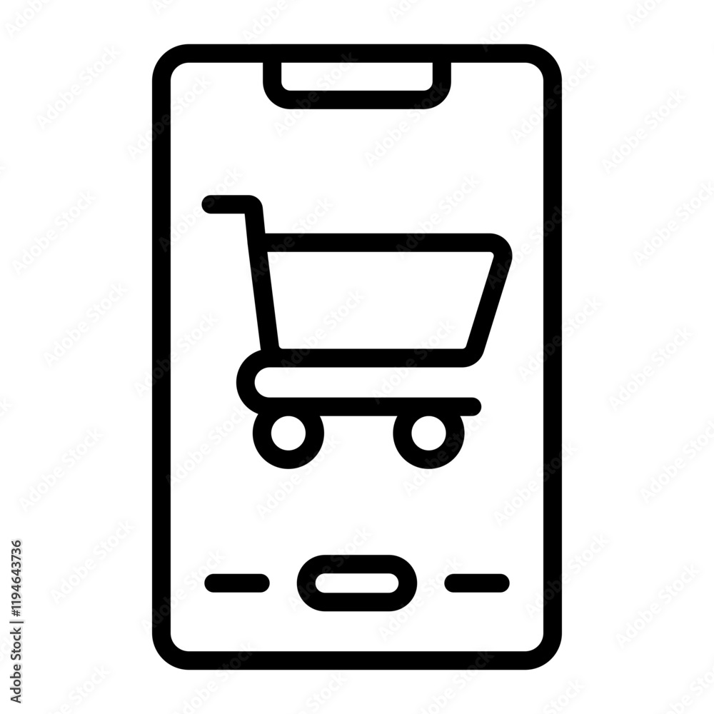 Online Shopping Vector Line Icon Design Online Shopping Vector Line Icon Design