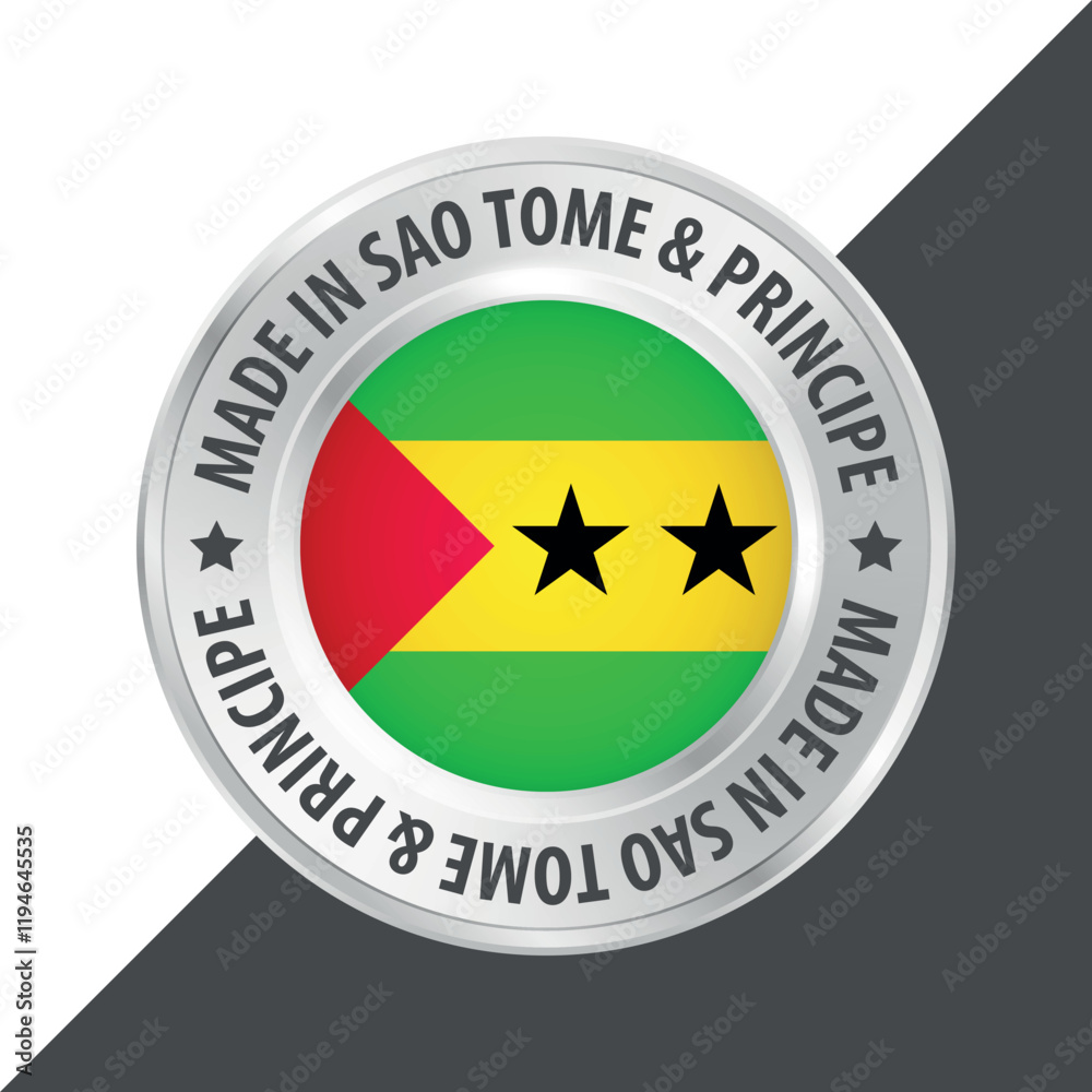 Made in Sao Tome and Principe badge logo flag sticker 3d vector illustration isolated on white Made in Sao Tome and Principe badge logo flag sticker 3d vector illustration isolated on white