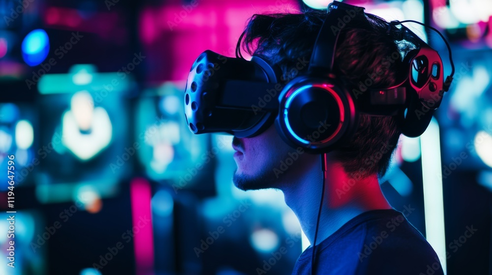 A gamer participating in a virtual reality gaming tournament, with digital avatars and immersive environments enhancing competitive gameplay, Virtual esports competition scene A gamer participating in a virtual reality gaming tournament, with digital avatars and immersive environments enhancing competitive gameplay, Virtual esports competition scene