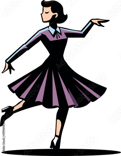 Retro girl in a dress in a dance